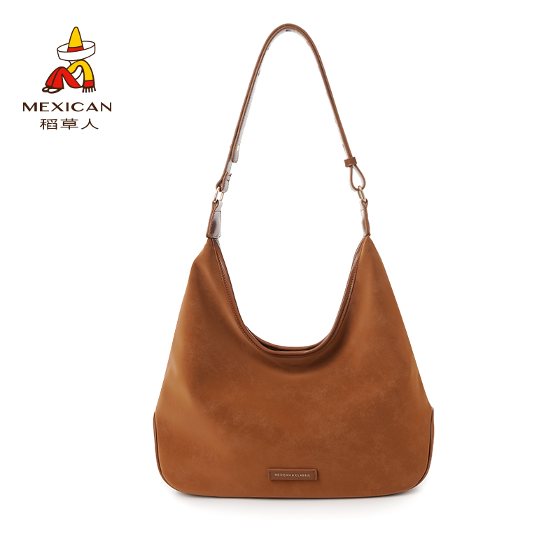 Mexican/稻草人秋季单肩斜挎腋下轻奢纯色潮流时尚复古简约托特包