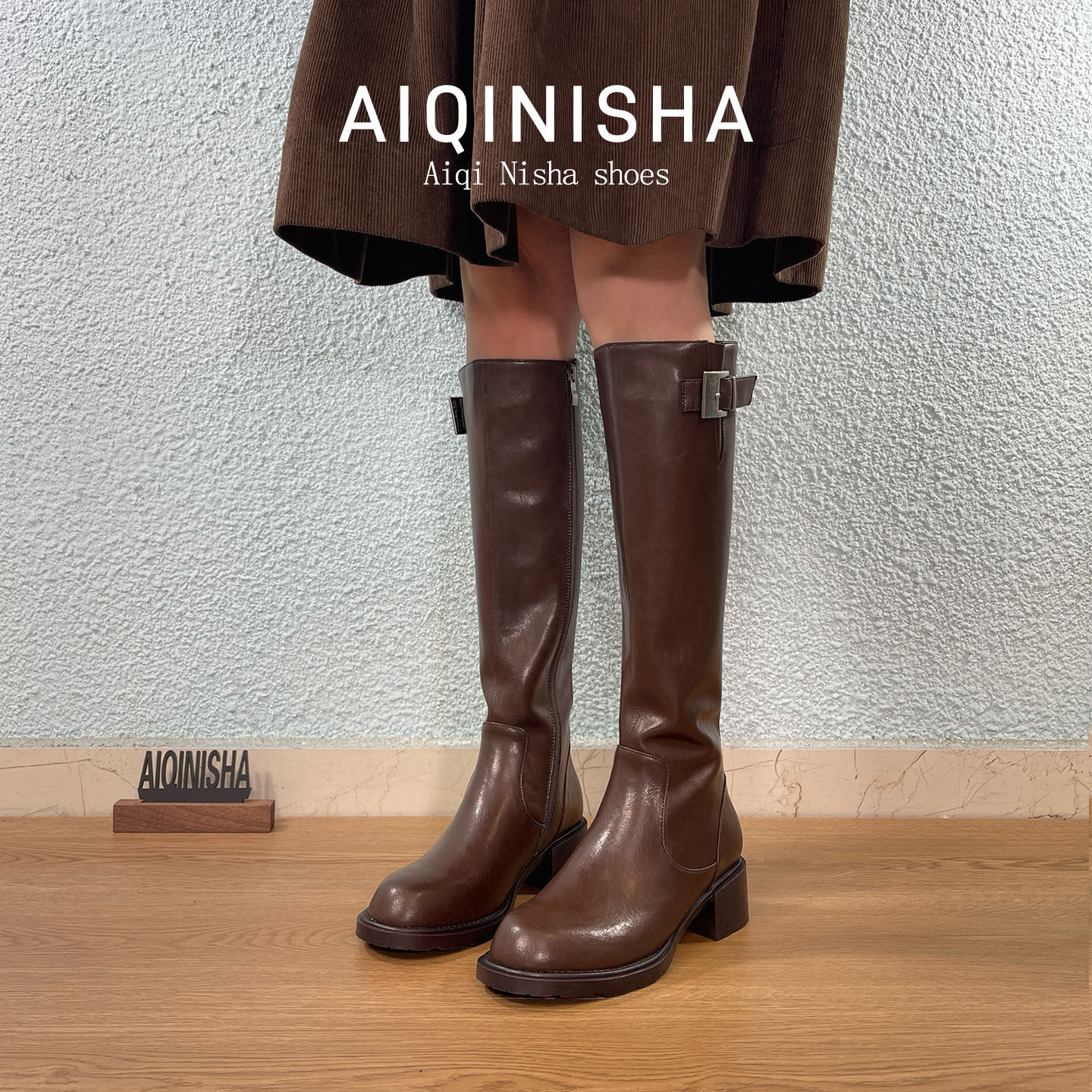 长筒靴新款通勤时装靴小众精致感高筒长靴秋冬女筒靴