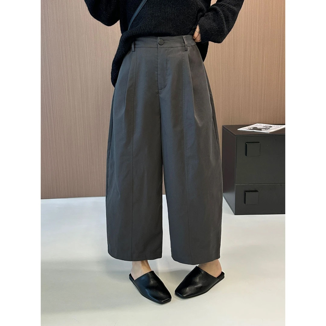 （抗皱钛金棉）2025秋季新款九分休闲阔腿裤休闲裤女韩版宽松直筒裤