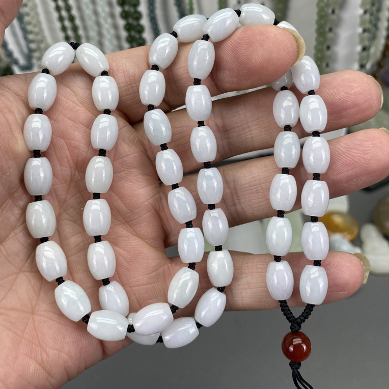 翡翠白月光大米粒卡8乘10左右时尚挂件项链玉珠挂绳周长64厘米