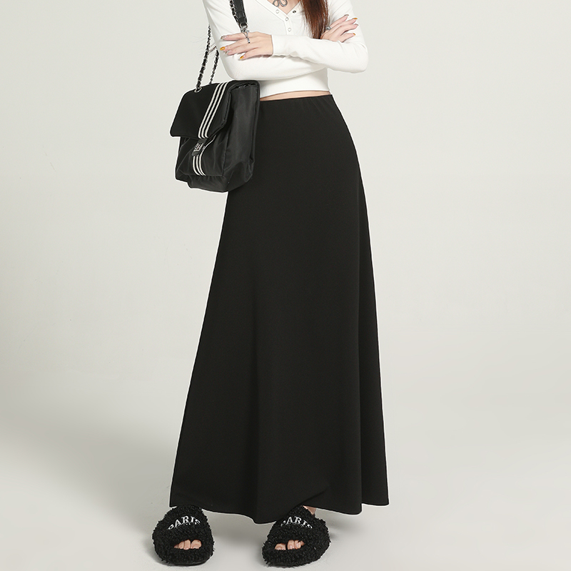 黑色西装半身长裙女2025秋季新款高腰显瘦垂坠感气质a字大摆伞裙