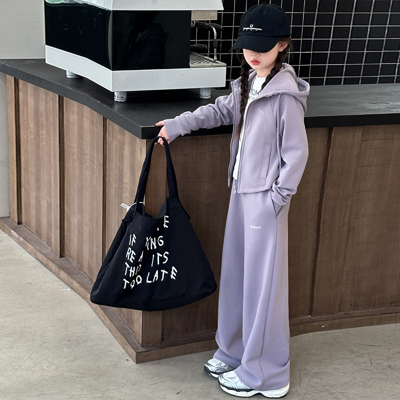 女童套装春装2025新款洋气儿童运动服开春穿搭时髦女大童外套春秋