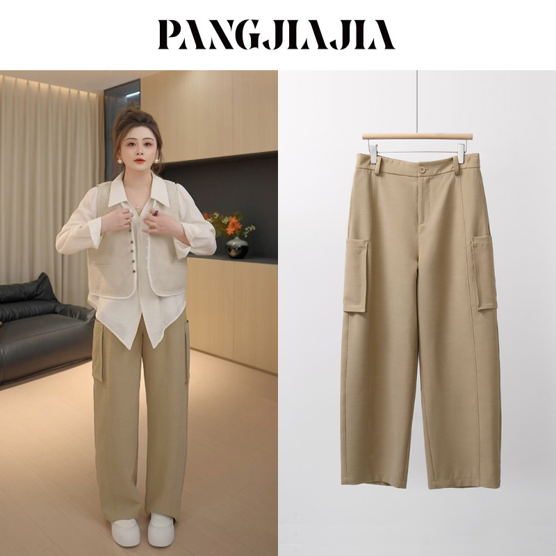 【胖佳佳】现货~工装弯刀 高级感休闲裤秋季宽松显瘦长裤H625K12693