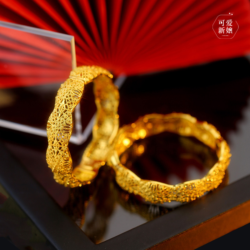 合金手镯 中式新娘仿真金手镯高级镂空重工结婚秀禾配饰AL250838