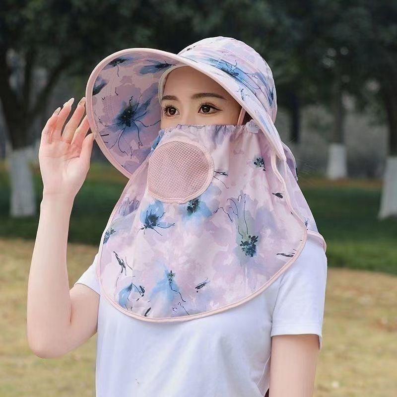 新款防晒遮阳帽时尚帽子百搭骑行遮脸披肩透气户外骑车防风帽