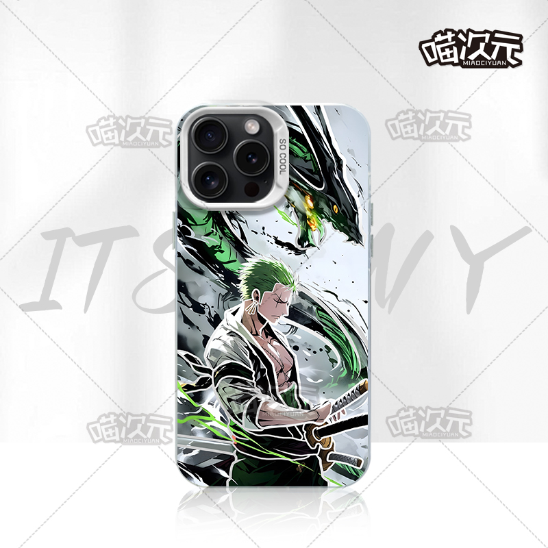 适用苹果华为vivo一加iPhone小米红米一加水墨索隆彩银手机壳三星