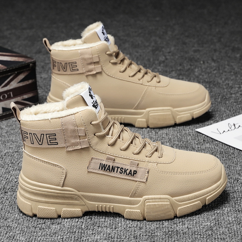 加雪地靴加绒棉鞋男冬季高帮马丁靴英伦男靴鞋子男鞋休闲鞋