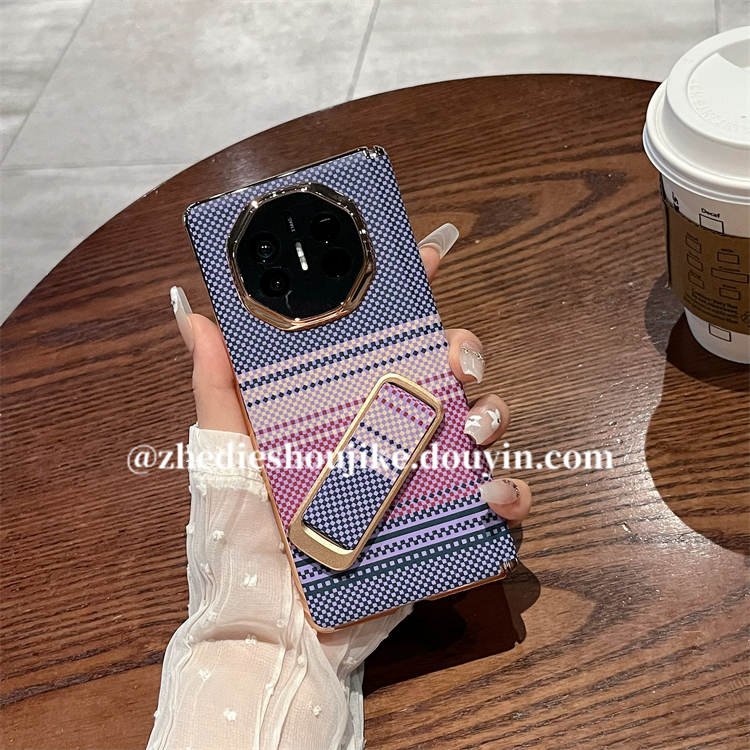 适用华为matex6折叠手机壳matex5典藏版碳纤维纹支架铰链全包中轴