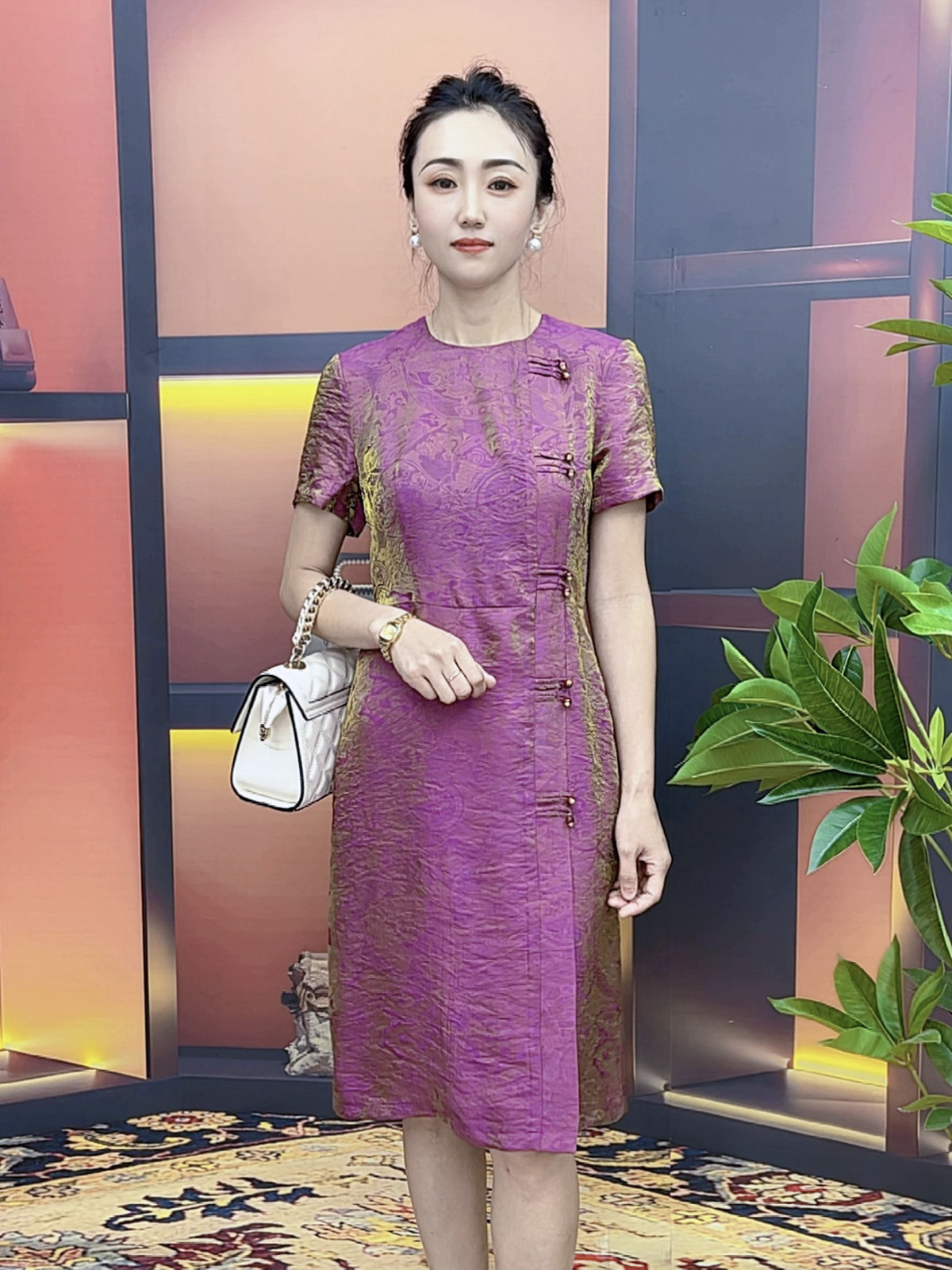 玥芙泽2025夏季新款新中式盘扣优雅国风透气亲肤显气质女装连衣裙