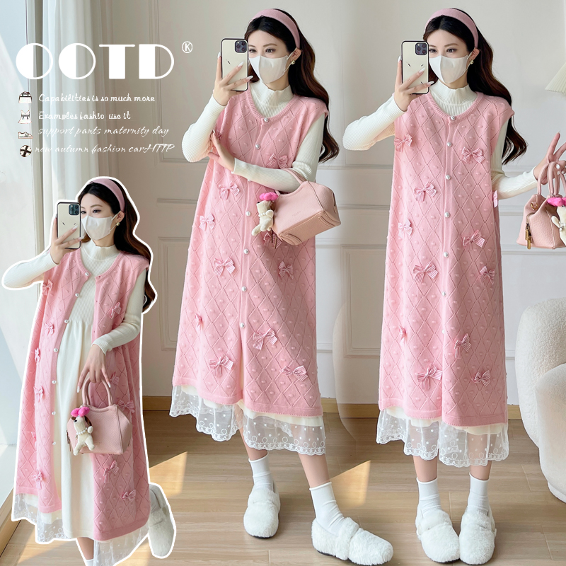 2025孕妇套装时尚款新款宽松潮妈大码针织孕妇两件套冬季打底外穿