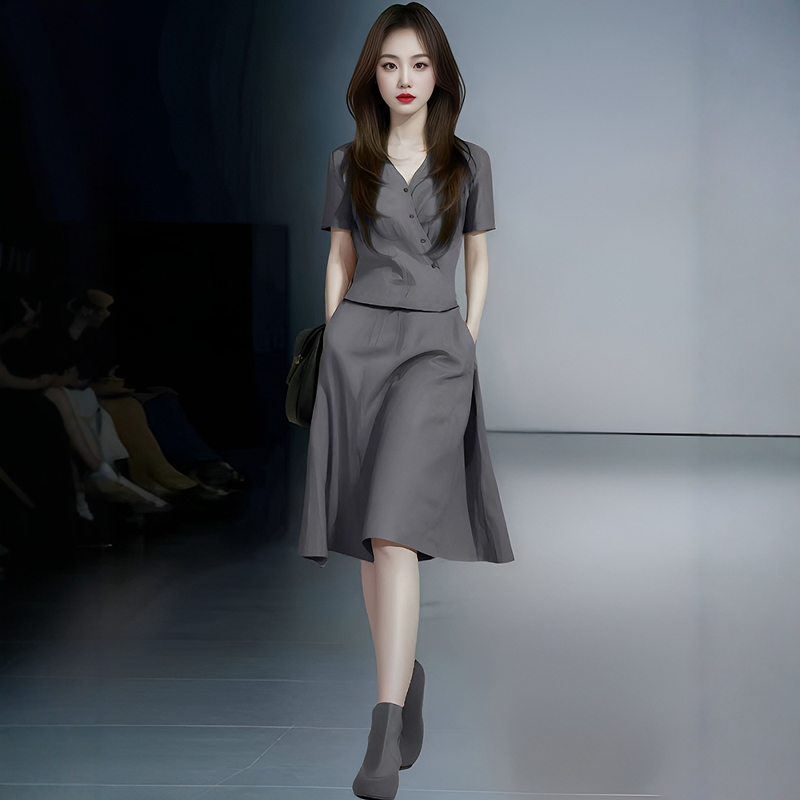 2025夏季新款韩版设计时尚洋气高级感气质显瘦减龄上衣半裙套装女