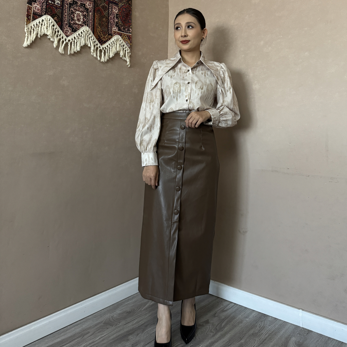 民族风衬衫半身裙套装秋季气质时尚