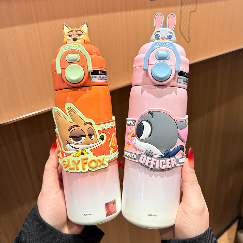 疯狂动物城联名保温杯儿童水杯2025新款男孩女孩学生上学专用水壶