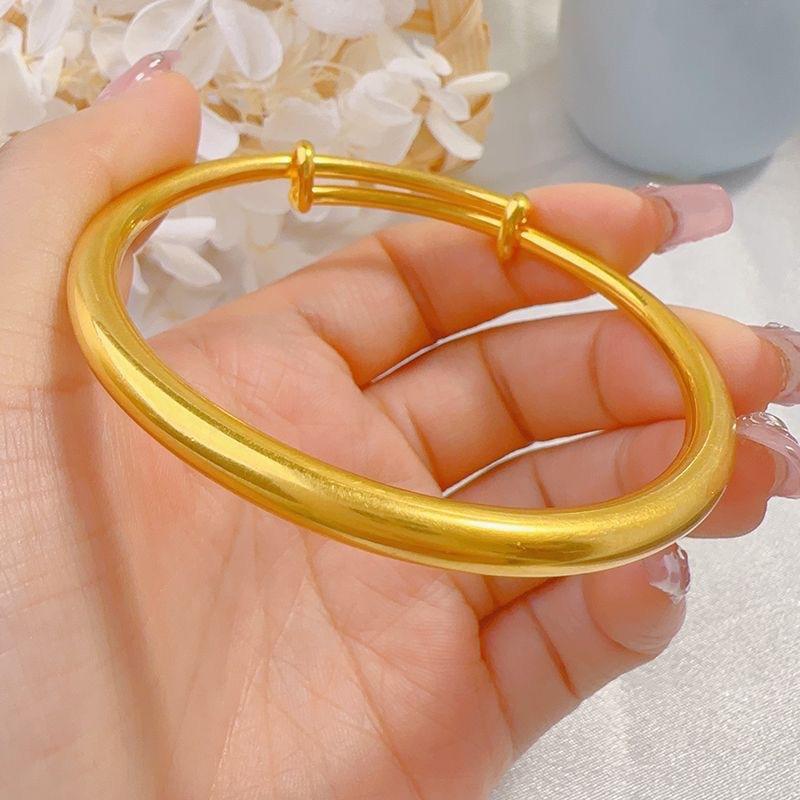 铜合金手镯 古法传承推拉手镯女不掉色实心小众时尚百搭简约