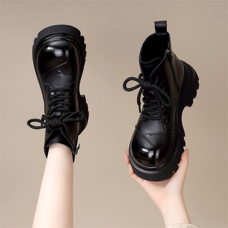 厚底7厘米马丁靴女 2025秋季百搭增高小个子时尚短靴高级感机车靴