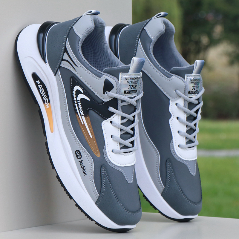 鞋子男新款皮面防水运动鞋春秋季潮流百搭休闲老爹潮鞋防滑跑步鞋