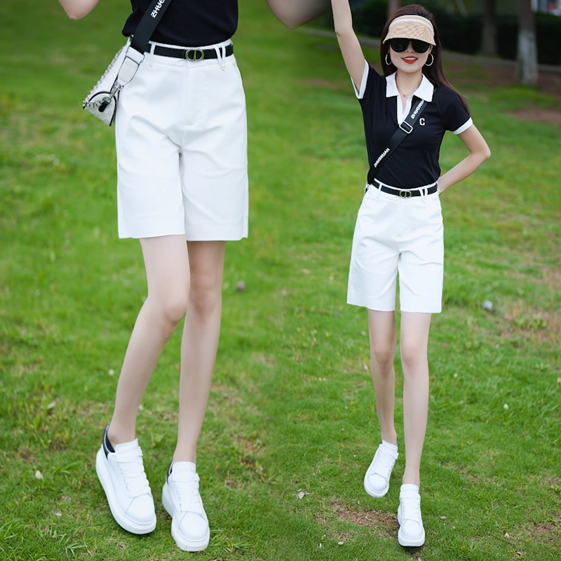 歌哥弟阿玛五分西装短裤女夏季2025新款高腰夏天冰丝休闲阔腿中裤