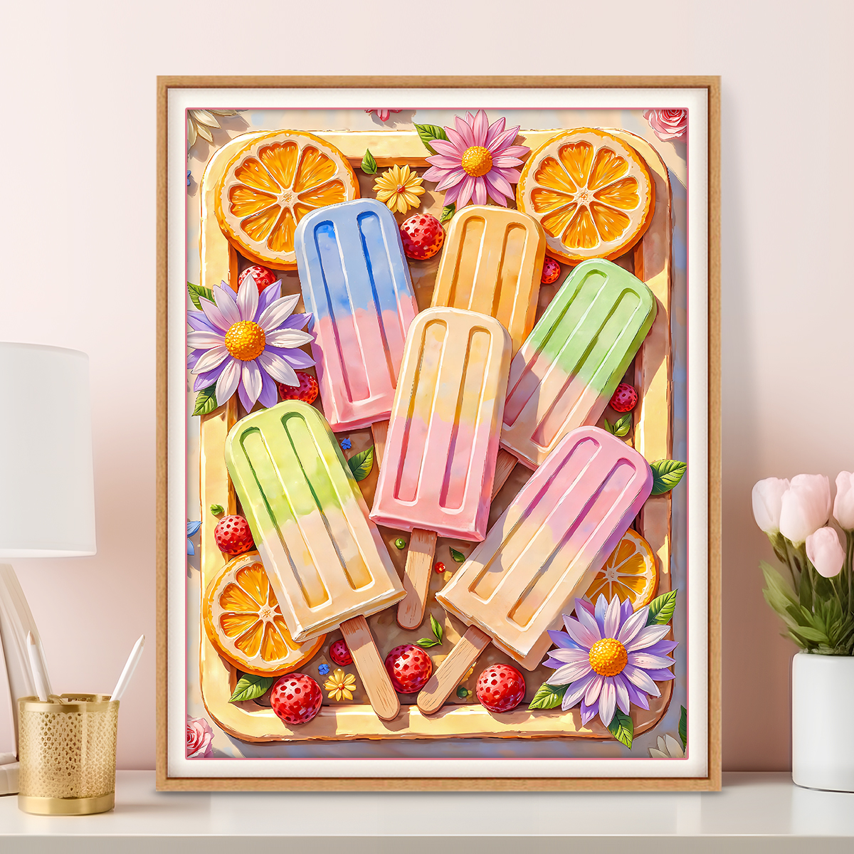 彩虹棒冰十字绣2025新款客厅餐厅手工刺绣年轻人解闷竖版简单小件