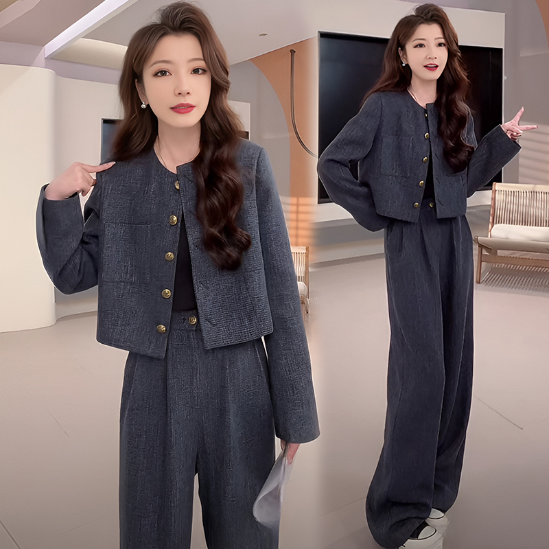小香风套装女2026超火春秋穿搭职业御姐气质休闲外套阔腿裤两件套