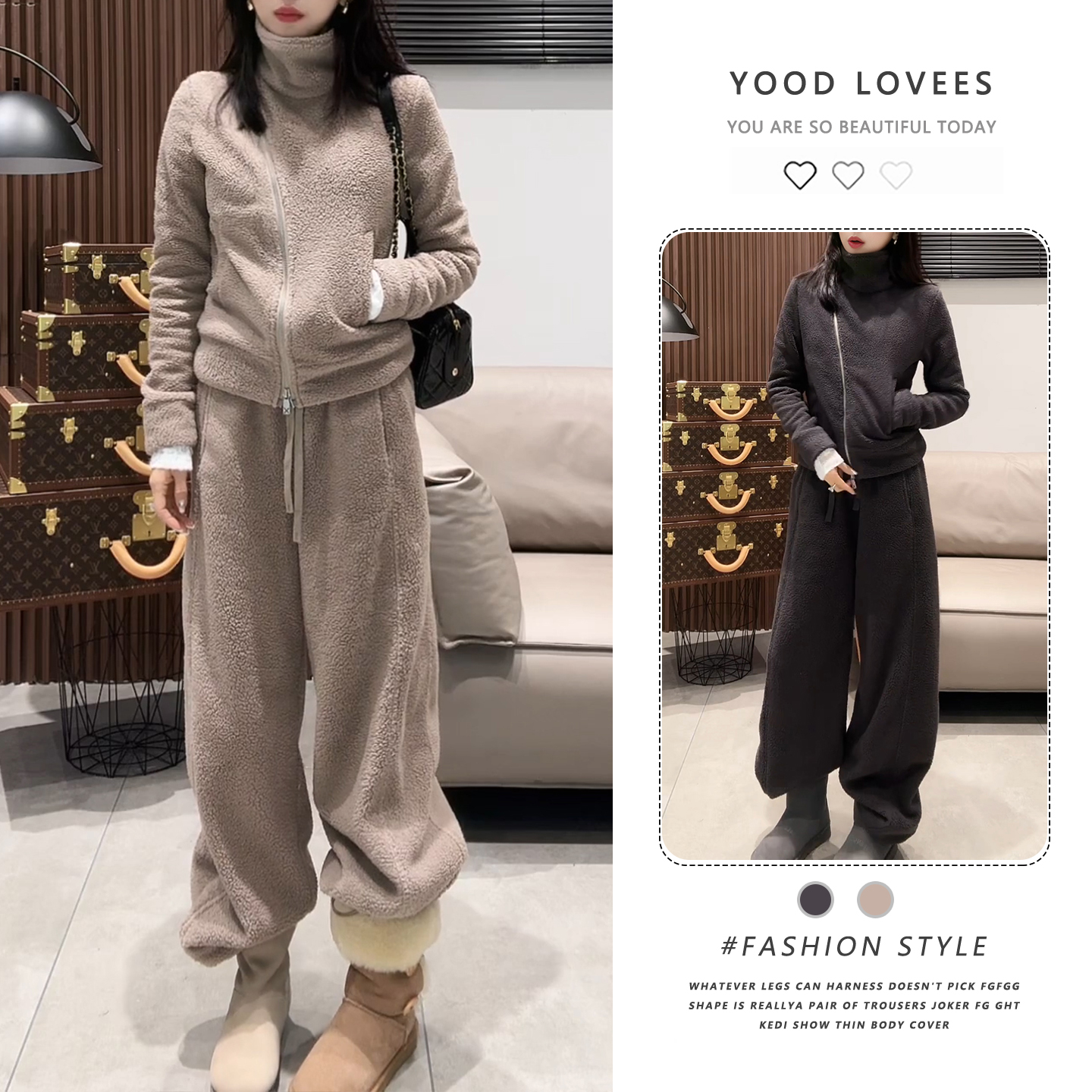 2025冬季新款韩版时尚休闲时尚套装女宽松显瘦卫衣阔腿裤两件套潮