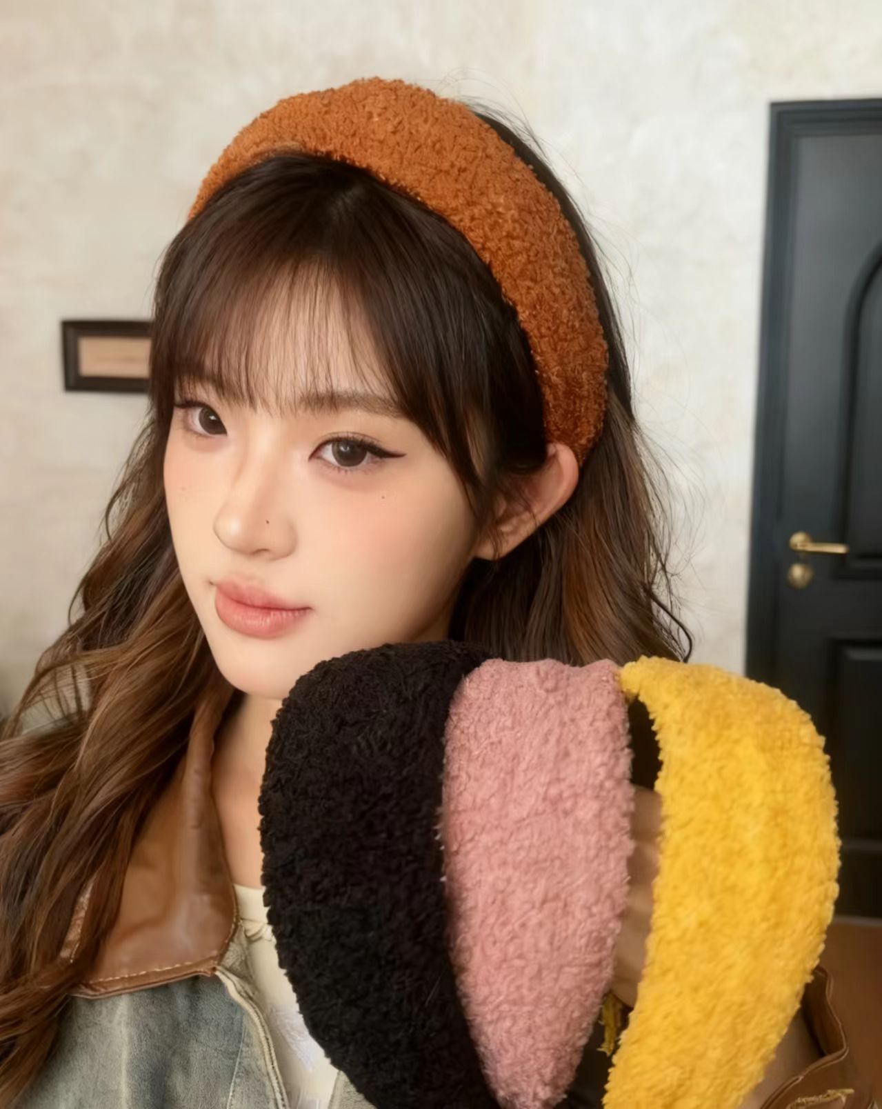 羊羔毛宽版纯色简约时尚发箍