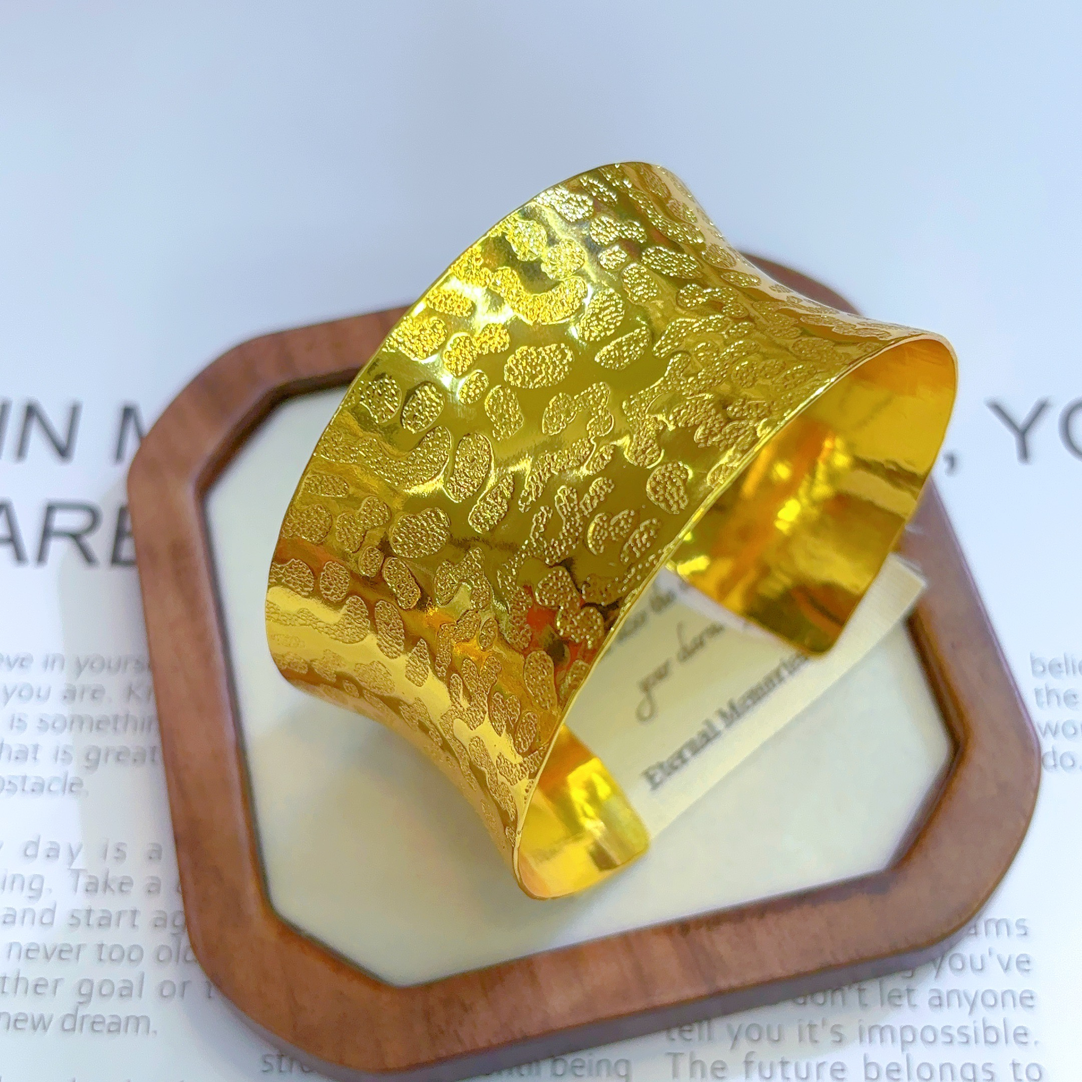 铜合金手镯 首饰原创设计圈圈镯子509-23-5时尚黄色吉言如意开口