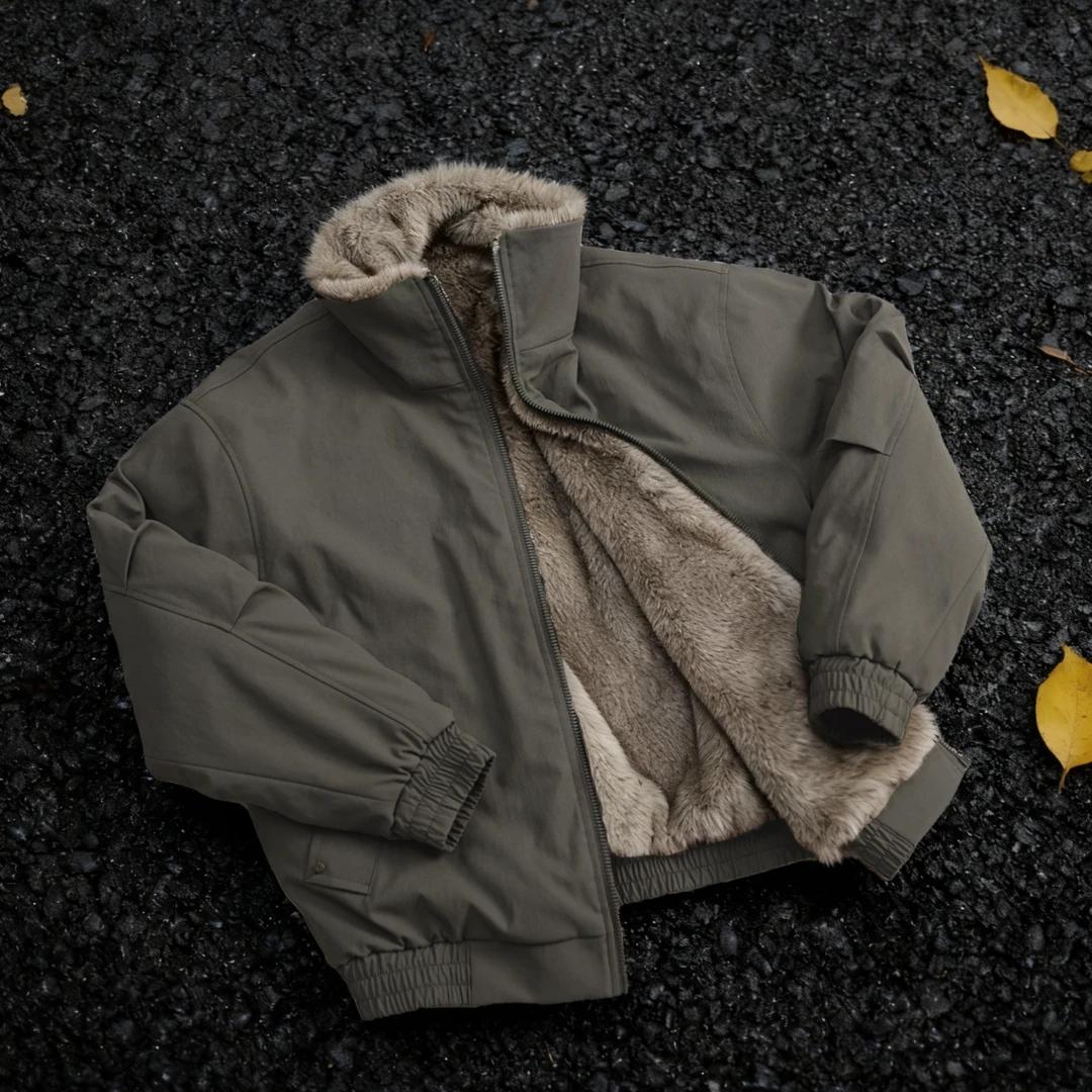 双面穿座山雕棉服男款cleanfit冬季加绒加厚帆布外套美式复古棉衣