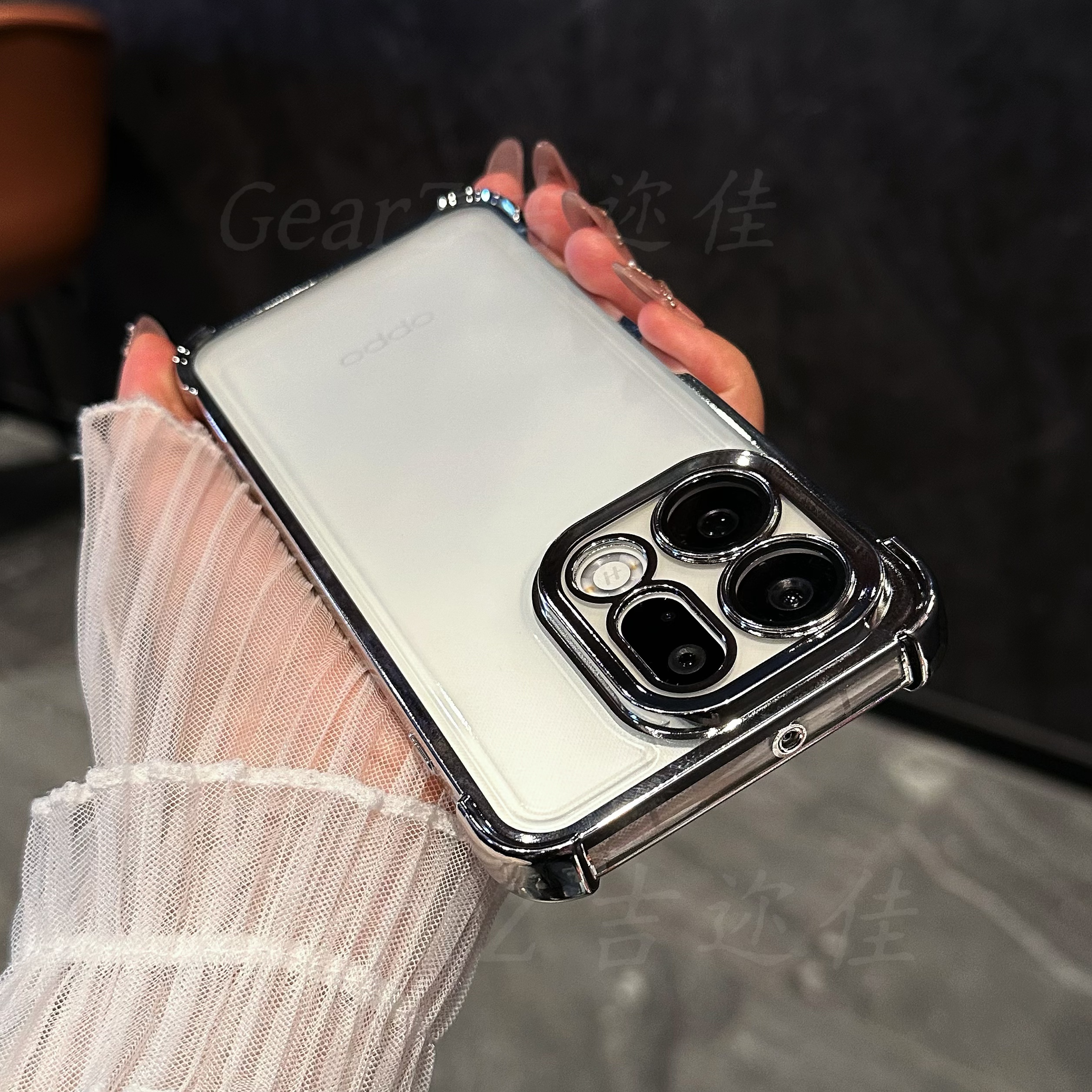 适用oppofindx9/x9pro手机壳四角防摔气囊电镀高级闪粉全包保护壳