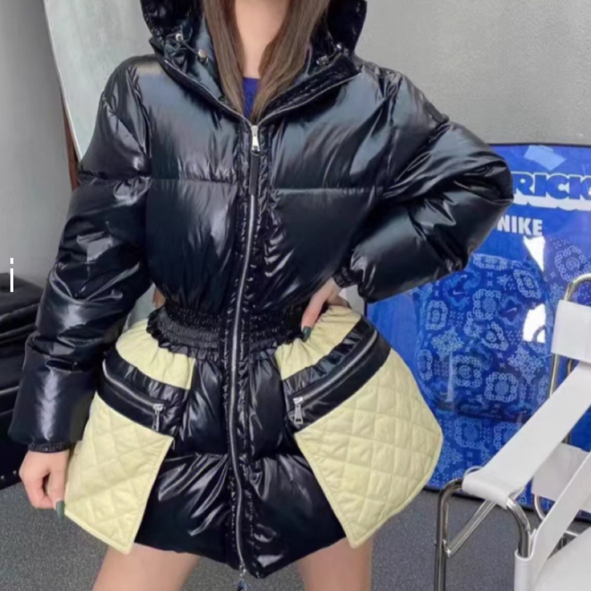 99新 MONCLER FW21 patricia撞色极寒拼接束腰羽绒服 1码 04554