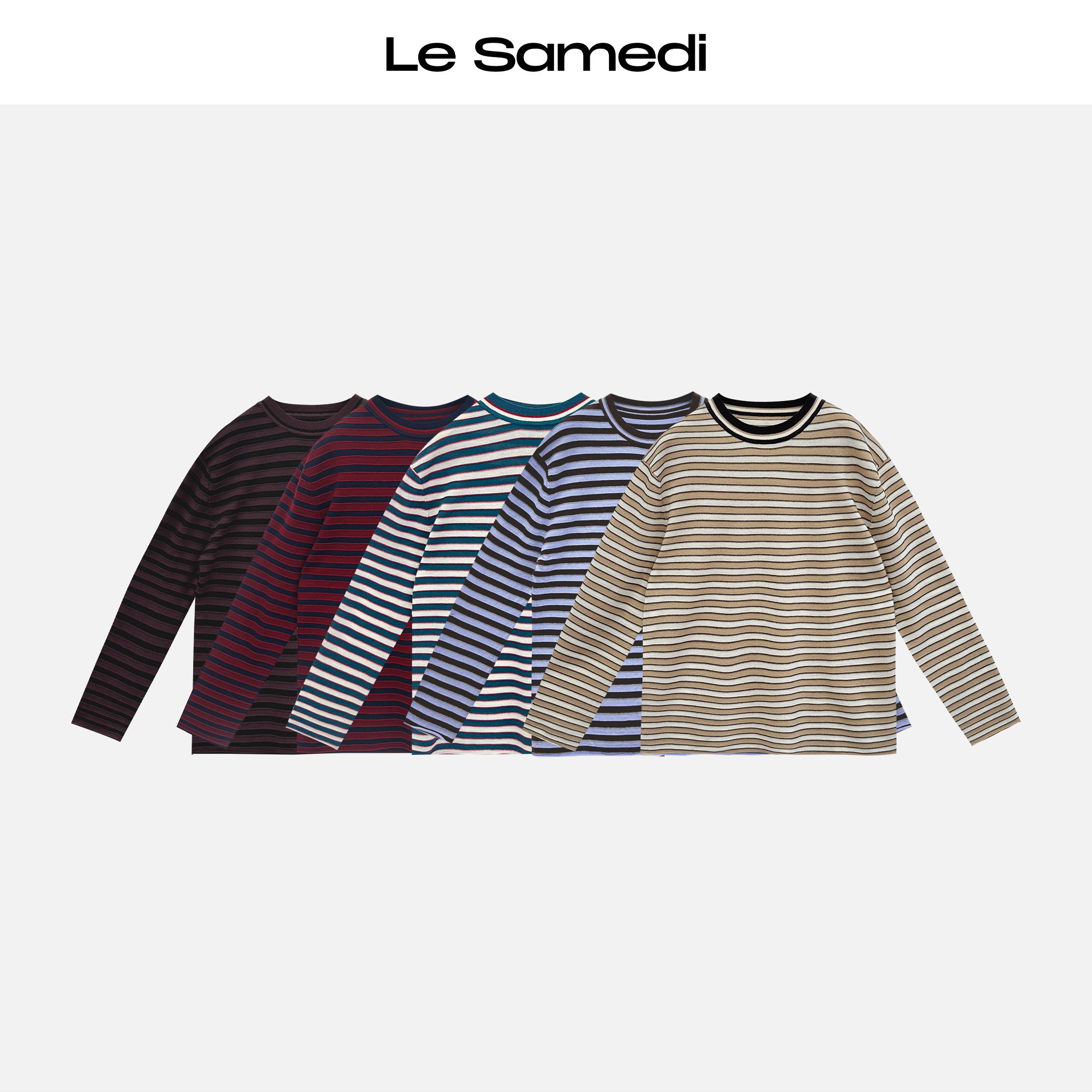 Le Samedi马油叶儿【松弛肯豆】扬子極细羊毛撞色条纹衫