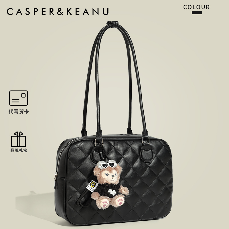 CASPER&KEANU原创设计华夫吐司包女2025新款夏大容量波士顿单肩包