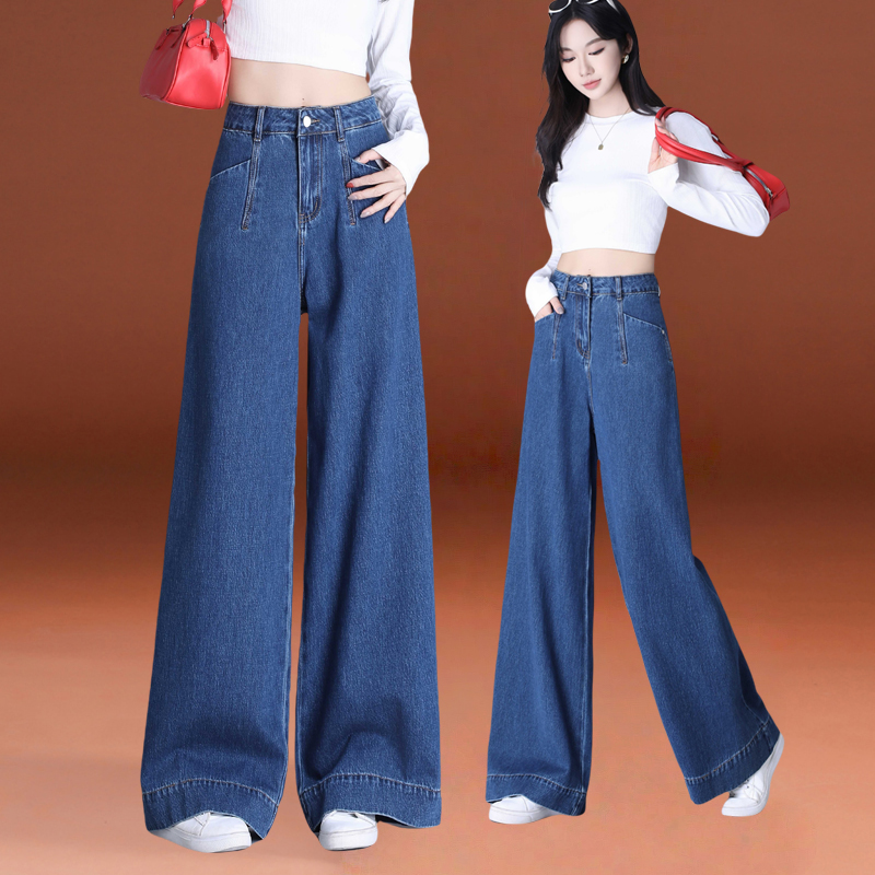 哥弟阿玛施正品阔腿牛仔裤女2025新款秋季垂感显瘦慵懒风大脚裤子