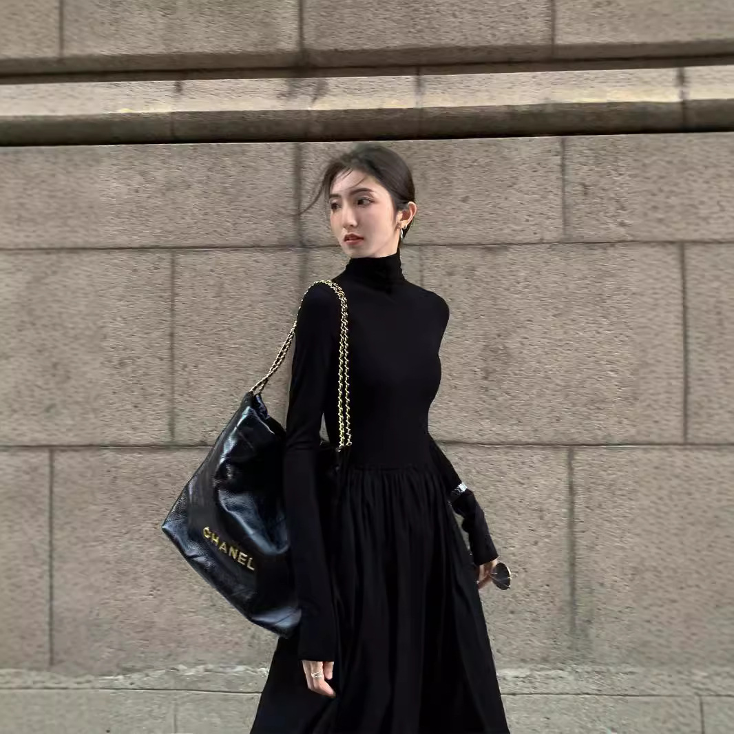 洋气连衣裙女春秋新款韩版显瘦过膝打底内搭长女装禅意仙气飘飘