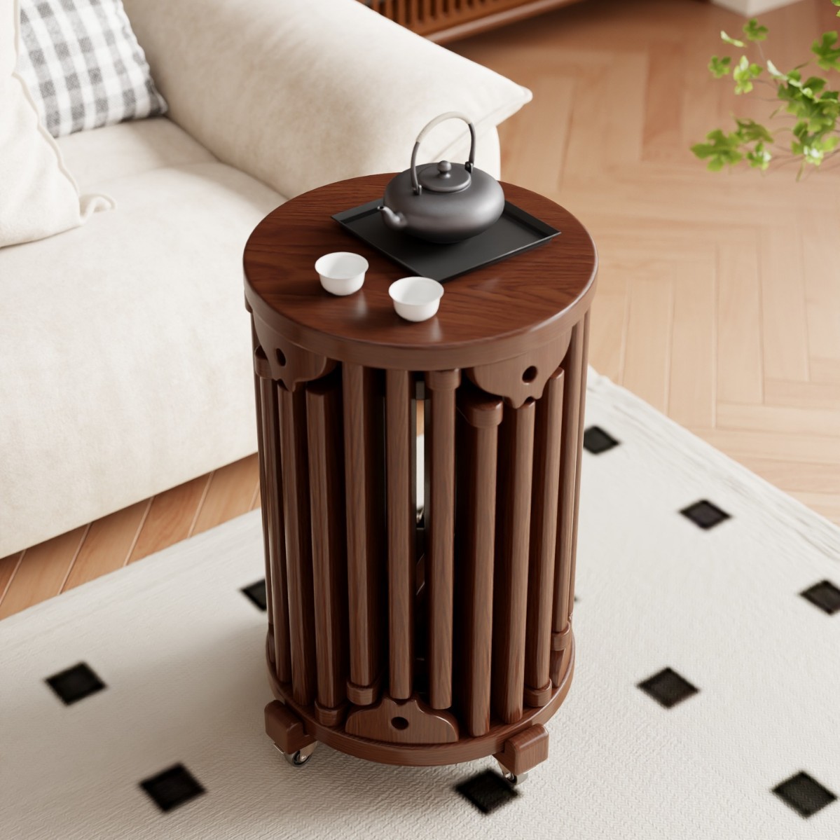 实木圆凳子茶几家用可叠放凳现代吃饭凳子餐桌凳原木新中式叠叠乐