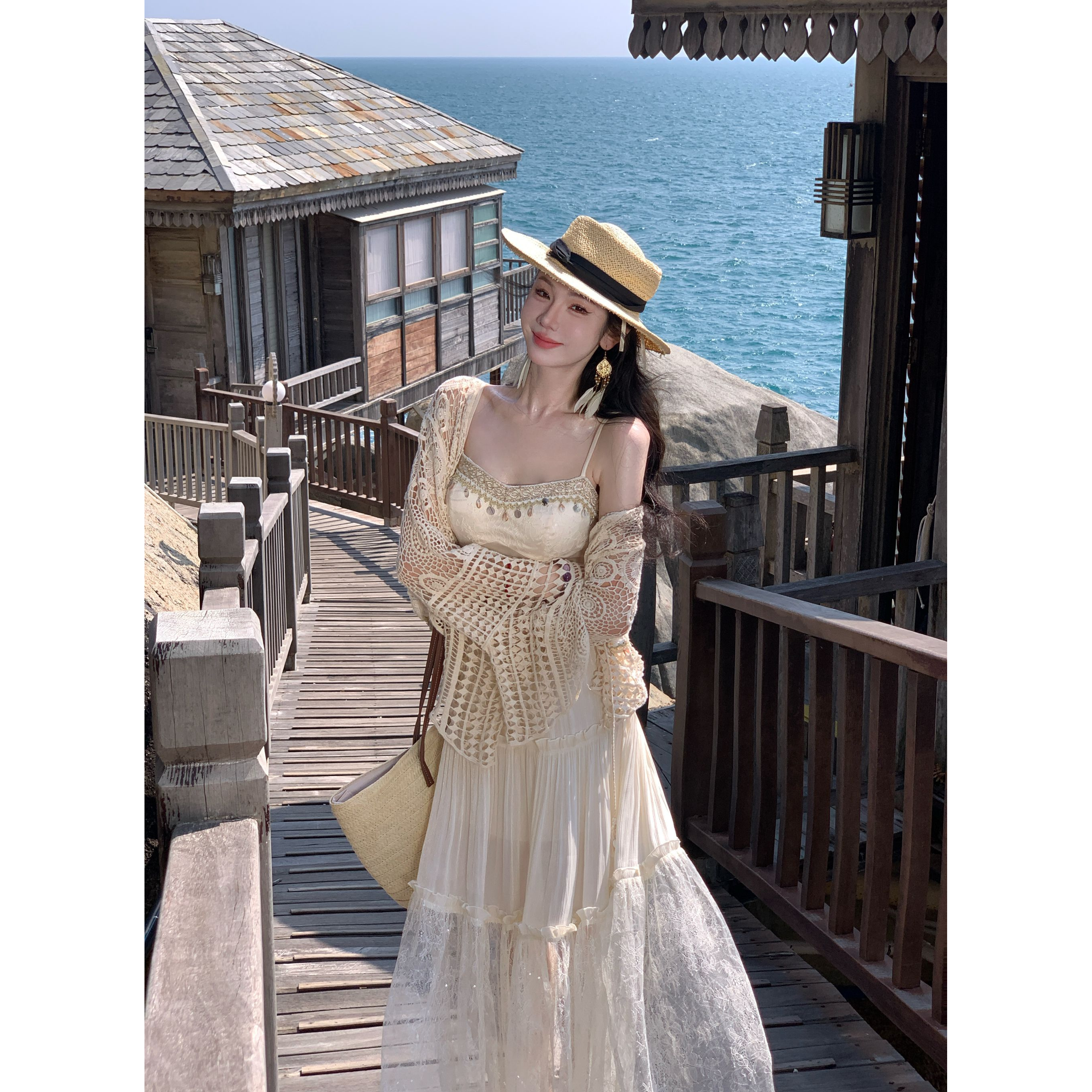 【雅乔定制】一见钟情外搭 宽松慵懒镂空钩花针织开衫DYTH-24123653