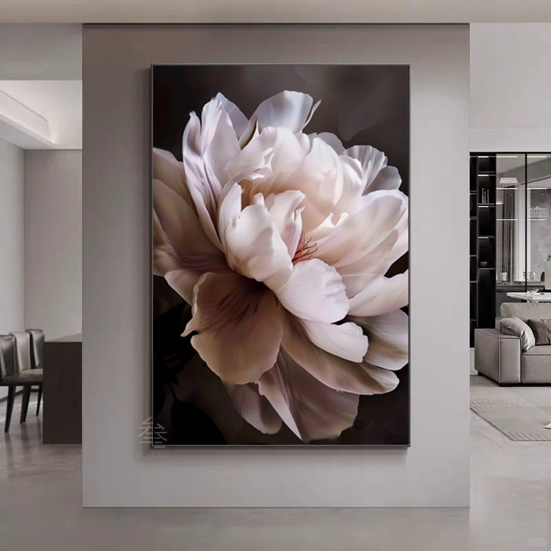 芳华客厅挂画背景墙沙发背景墙餐厅轻奢壁画花卉砂岩装饰画