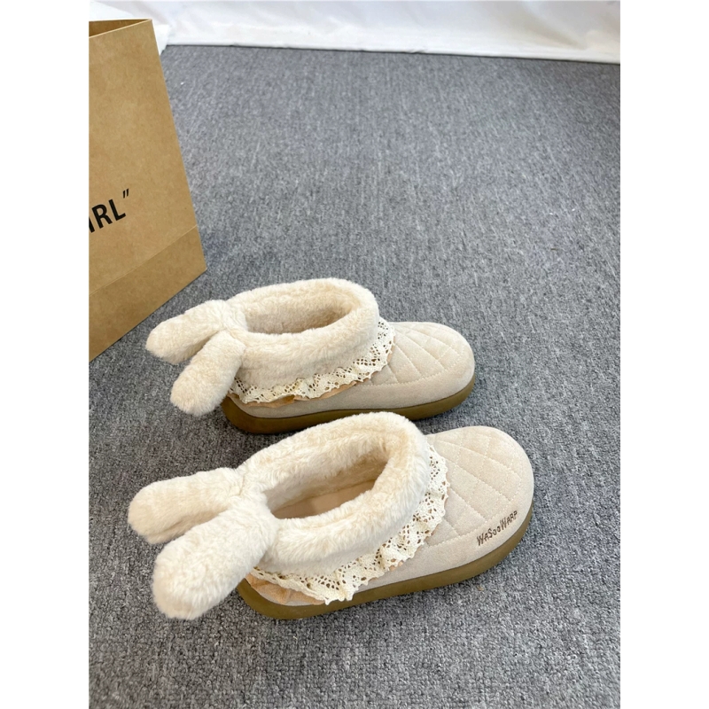 丑萌加绒加厚雪地靴女款2025冬季新款百搭棉鞋女保暖防滑短筒靴子