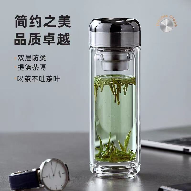 精品黑武士天使之眼水杯高档双层加厚玻璃杯商务车载隔热茶水茶杯