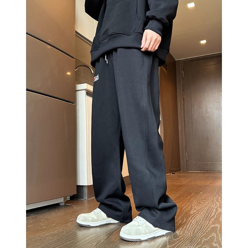 加大码300斤美式复古街头潮流保暖卫裤男女秋冬宽松显瘦百搭长裤