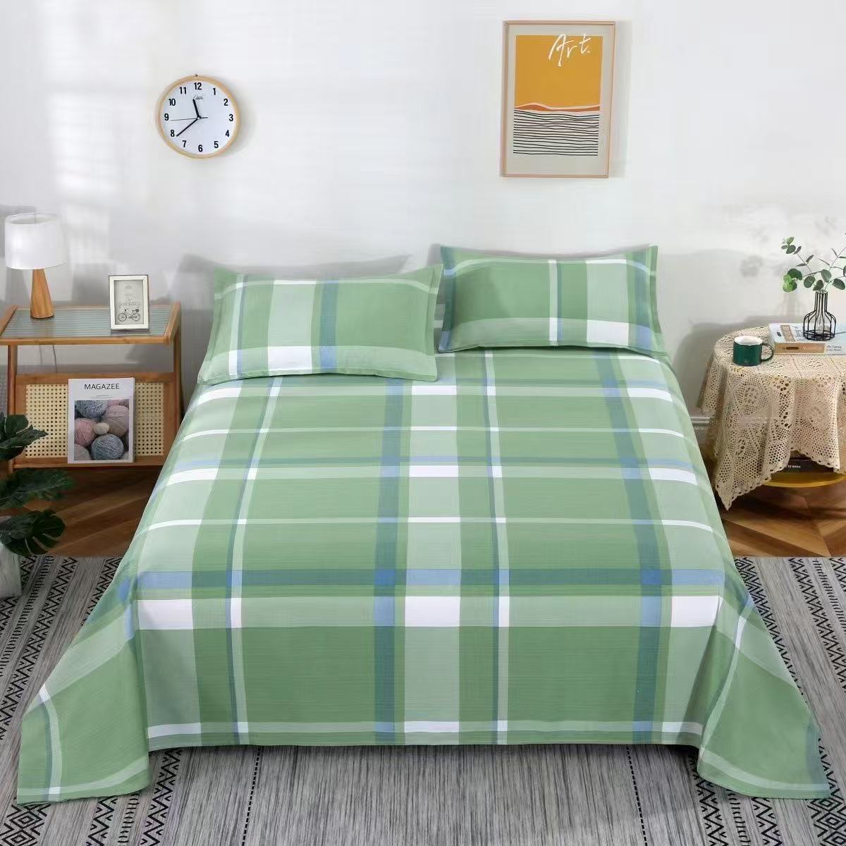 全棉老粗布床单宜家风透气条纹学生宿舍单人床单双人床纯棉老粗布