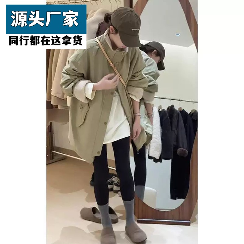 梵乐芬中长款派克服女棉衣冬季新款加绒加厚工装外套小个子羊羔毛