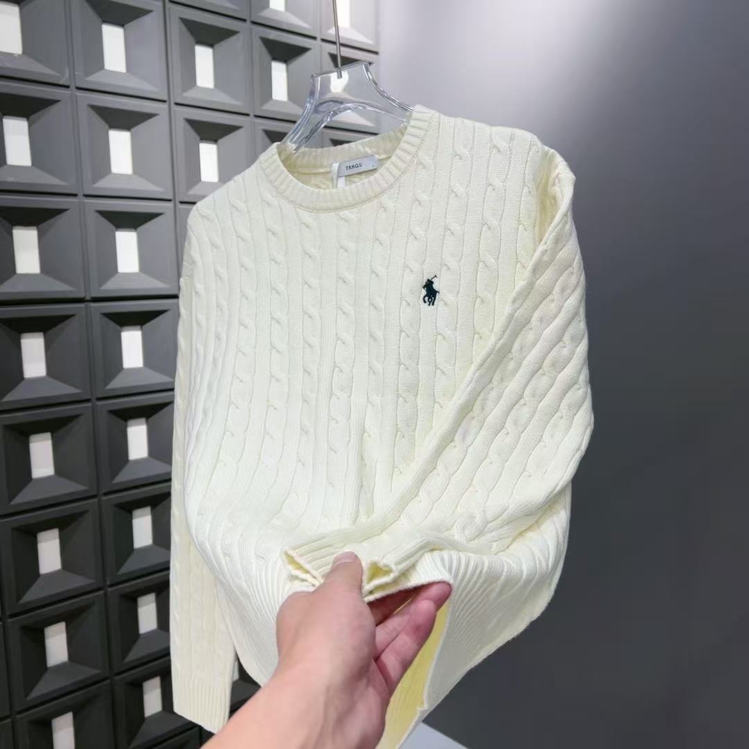 2025秋冬季男士休闲简约百搭刺绣圆领潮牌欧货提花针织毛衣1061