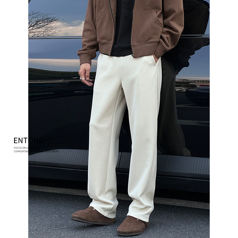 Entong美式高街针织卫裤男生cleanfit直筒运动休闲裤秋季百搭长裤