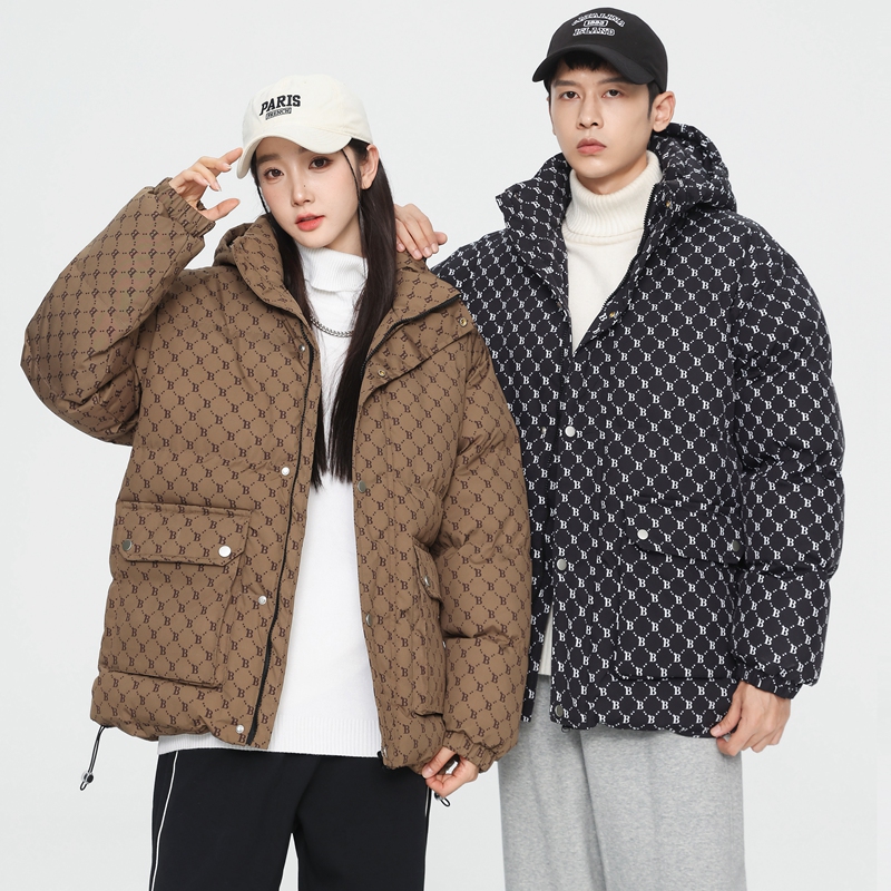 稻草人秋冬男士情侣冬季连帽棉衣防水连帽服青少年潮牌连帽棉衣