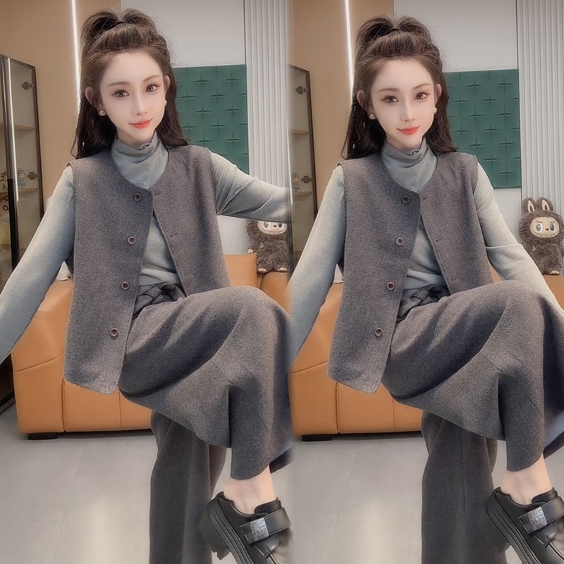 2025秋季新款时尚显瘦气质网红高档套装女高级百搭宽松大码三件套