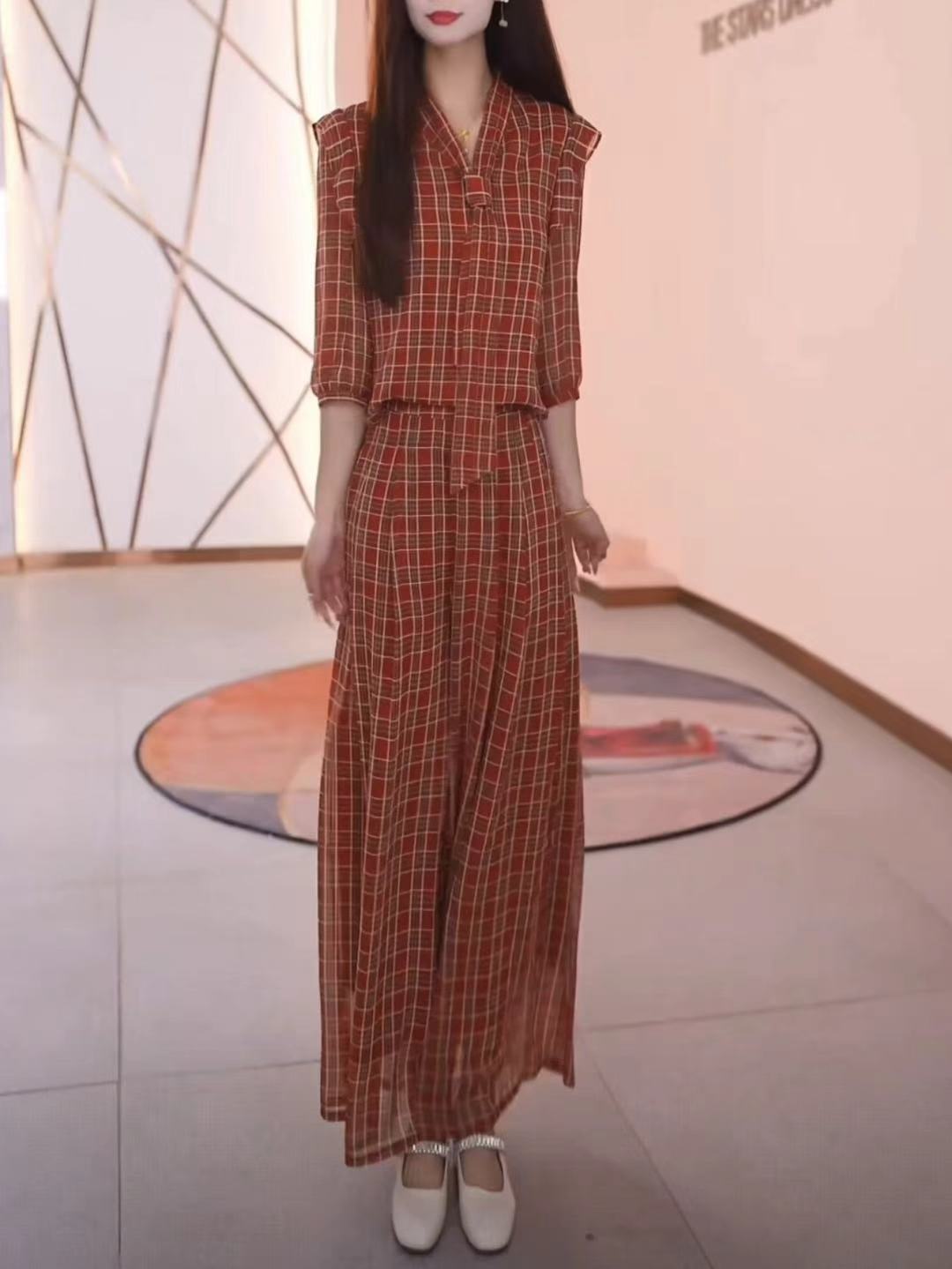 【上衣+裤子】2025早秋时尚修身气质洋气休闲收腰显瘦减龄两件套裤