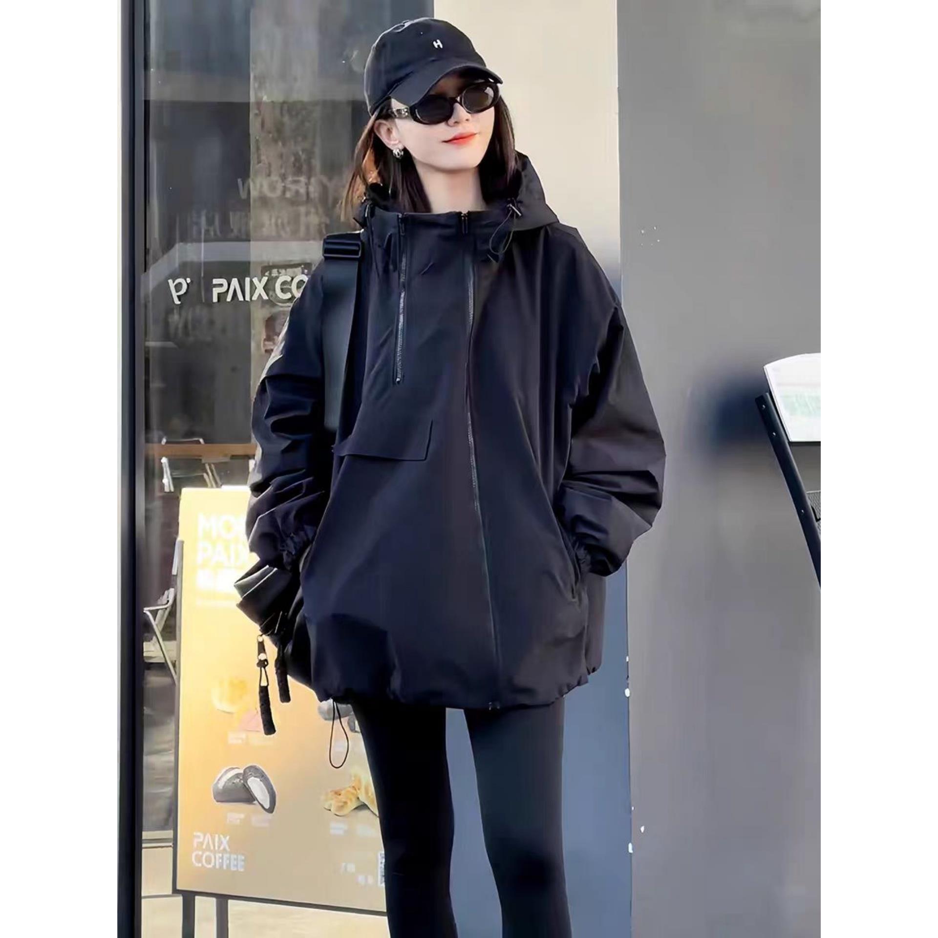 连帽夹棉加厚冲锋衣外套女2026秋冬新款宽松休闲百搭保暖棉服上衣