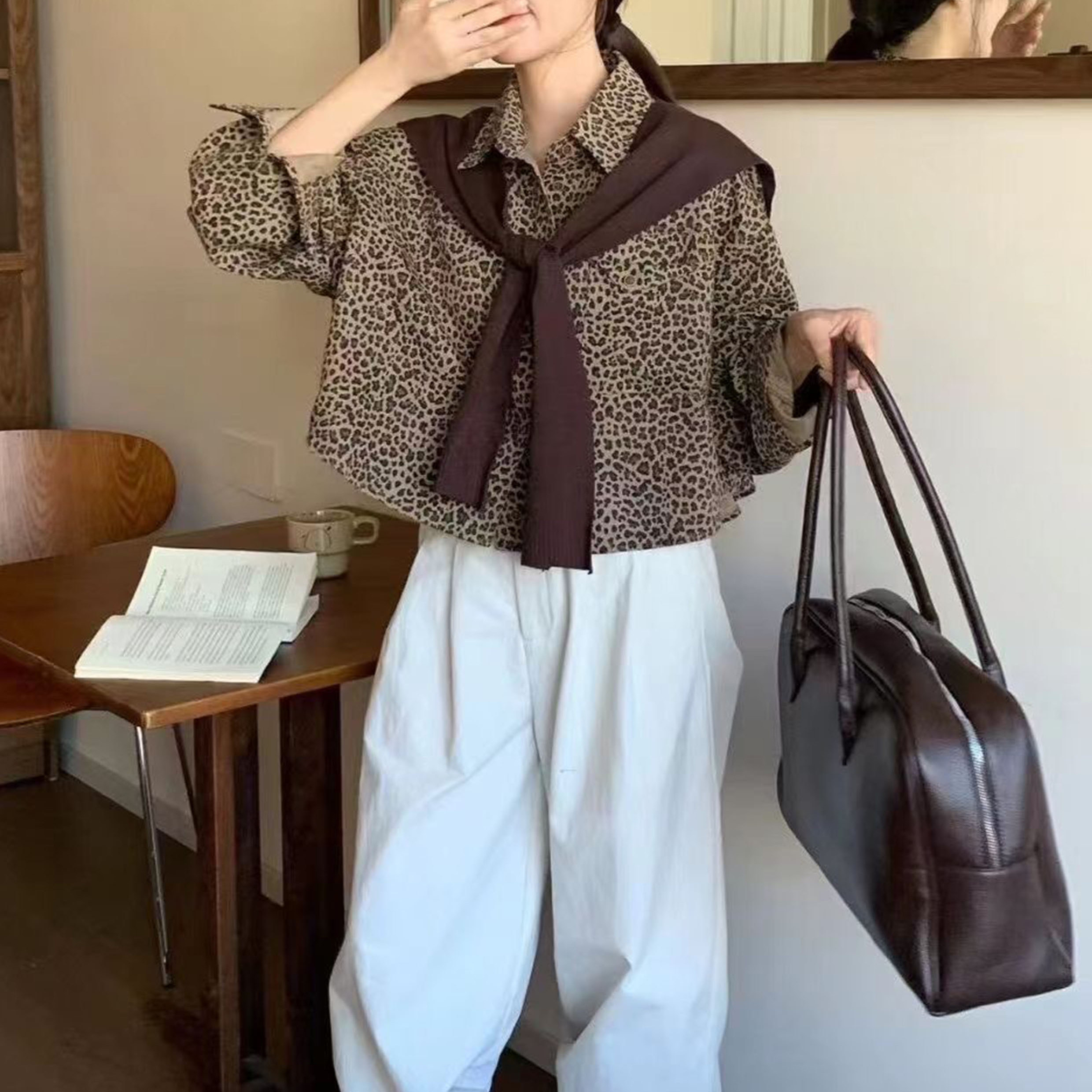 欧洲站披肩豹纹长袖衬衫女2025年秋季新款韩版时尚百搭显瘦夹克潮