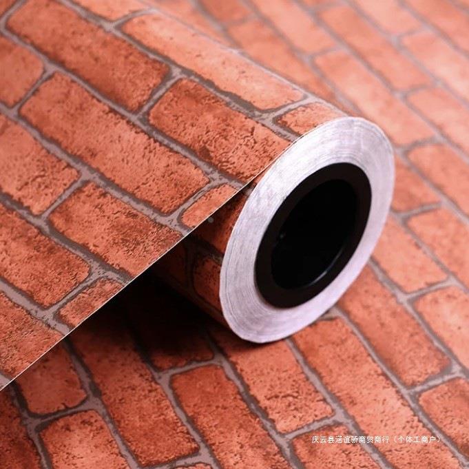 Y8Z墙纸自粘复古加厚仿砖纹壁纸红砖砖块PVC防水饭店装修背景墙贴