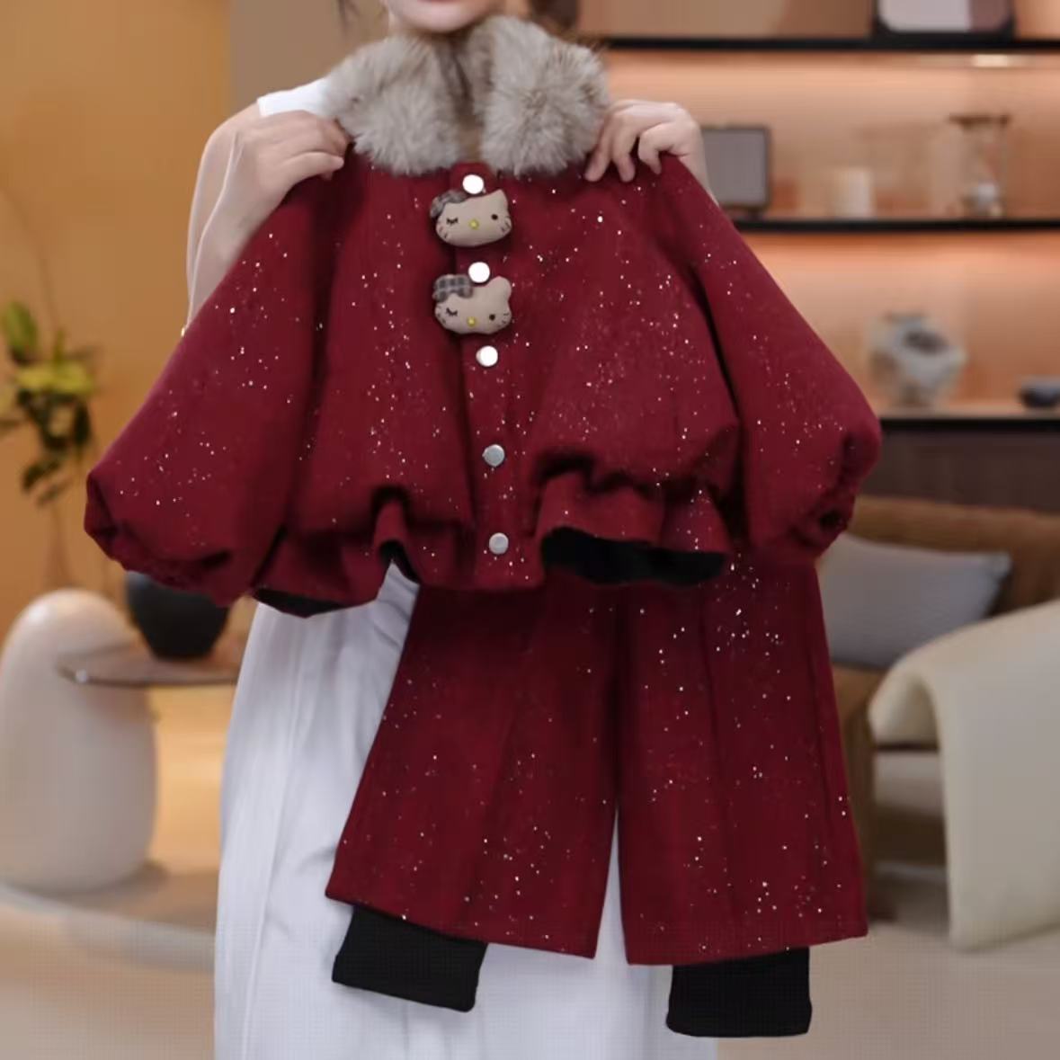 女童冬装套装2025新款洋气儿童时髦加绒加厚两件套小女孩冬季衣服